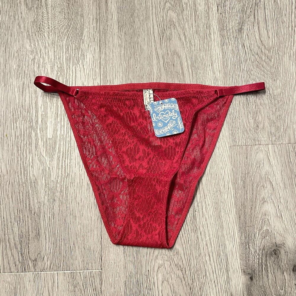 Free People Intimately Tameeka High Waisted Undie XS Underwear Panty Red Berry